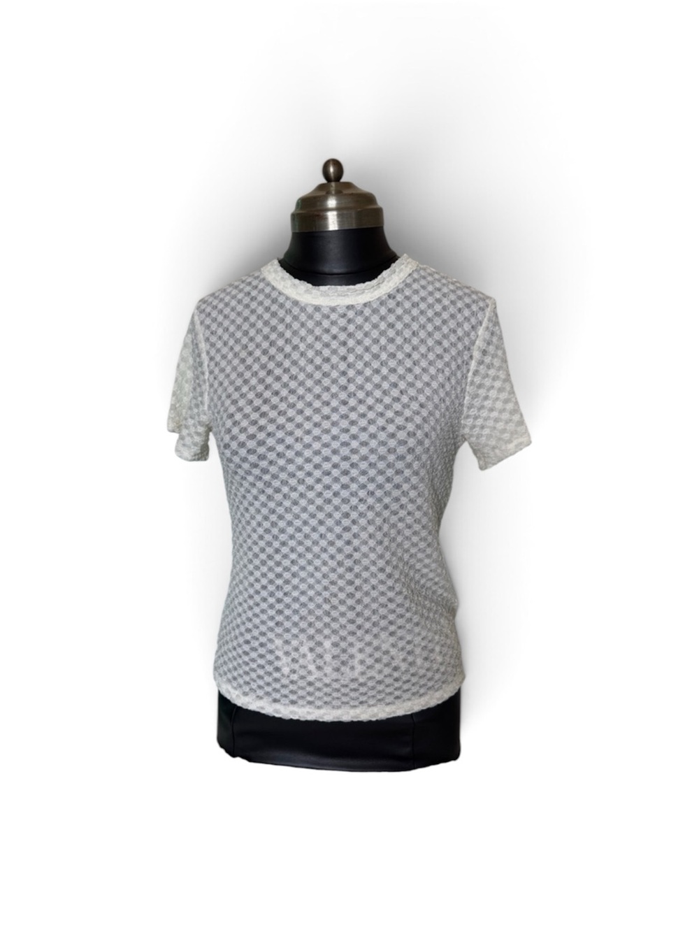 House of Harlow 1960 White Textured Mesh Short Sleeve Top